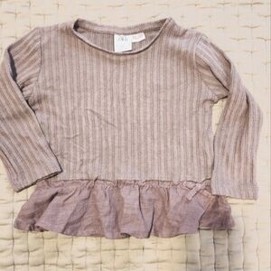 Zara kids ribbed-ruffle top